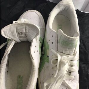 Asics White Sneakers with Green Highlights